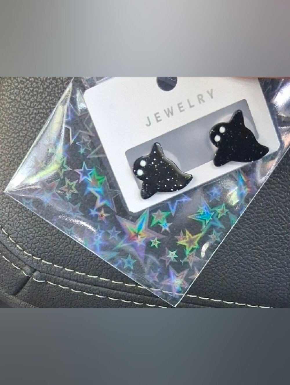 $8 Each Or Bundle 5/$20 Black Ghost Stud Earrings - Picture 3 of 7